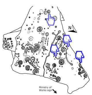 Diagram of Main Rock. Select an area for information on that part of the rock.