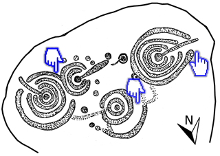 Diagram of Gorse Bush Rock. Select an area for information on that part of the rock.